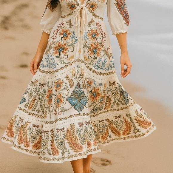 Farm Rio Boho Glam Maxi Dress NWT - Picture 3 of 11